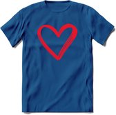 Valentijn Hart T-Shirt | Grappig Valentijnsdag Cadeautje voor Hem en Haar | Dames - Heren - Unisex | Kleding Cadeau | - Donker Blauw - XL