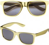 2x stuks carnaval verkleed zonnebril/party bril met goud kleurig montuur - Disco/Eighties/Pimp/Diva thema
