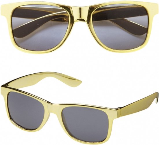 Verkleed bril - 2x stuks - goud montuur - Carnaval zonnebril - party bril - Disco/Eighties/Pimp/Diva thema