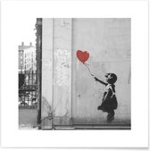 JUNIQE - Poster Banksy Girl with Red Balloon -40x40 /Zwart