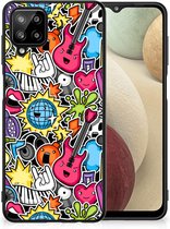 Telefoon Hoesje Geschikt voor Samsung Galaxy A12 Hoesje met Zwarte rand Punk Rock