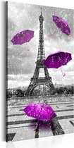 Schilderij - Paris: Purple Umbrellas.