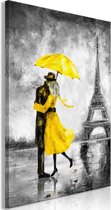 Schilderij - Paris Fog (1 Part) Vertical Yellow.