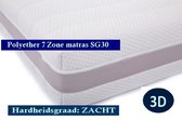 Aloe Vera - Eenpersoons Matras 3D - POCKET Polyetherschuim SG30 7 ZONE 21 CM -  Gemiddeld ligcomfort - 90x200/21