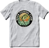 Fishing Club - Vissen T-Shirt | Beige | Grappig Verjaardag Vis Hobby Cadeau Shirt | Dames - Heren - Unisex | Tshirt Hengelsport Kleding Kado - Licht Grijs - Gemaleerd - XXL