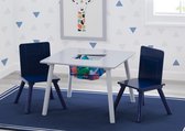 Delta Children - Kindertafel met 2 Stoelen - Kinderkamer - Handig Opbergvak - Blauw/Grijs