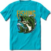 Fishing - Vissen T-Shirt | Grappig Verjaardag Vis Hobby Cadeau Shirt | Dames - Heren - Unisex | Tshirt Hengelsport Kleding Kado - Blauw - XXL