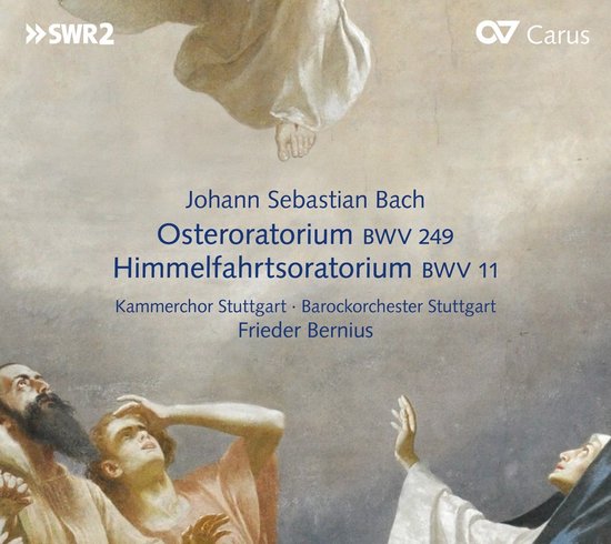 CD-hoes met schilderij van een hemelvaartsscène. Tekst: Johann Sebastian Bach Osteroratorium BWV 249 Himmelfahrtsoratorium BWV 11.