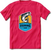 Fishing - Vissen T-Shirt | Grappig Verjaardag Vis Hobby Cadeau Shirt | Dames - Heren - Unisex | Tshirt Hengelsport Kleding Kado - Roze - M