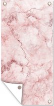 Tuinposter Marmer - Roze - Luxe - 30x60 cm - Tuindoek - Buitenposter Tuinposter Marmer - Roze - Luxe - 30x60 cm