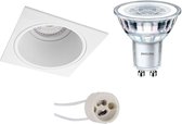 LED Spot Set - Prima Minko Pro - GU10 Fitting - Inbouw Vierkant - Mat Wit - Verdiept - 90mm - Philips - CorePro 830 36D - 4.6W - Warm Wit 3000K