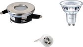 LED Spot Set - Igory - GU10 Fitting - Waterdicht IP65 - Inbouw Rond - Mat Chroom - Ø82mm - Philips - CorePro 830 36D - 4W - Warm Wit 3000K - Dimbaar