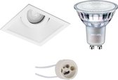 LED Spot Set - Prima Zano Pro - GU10 Fitting - Inbouw Vierkant - Mat Wit - Kantelbaar - 93mm - Philips - MASTER 927 36D VLE - 4.9W - Warm Wit 2200K-2700K - DimTone Dimbaar