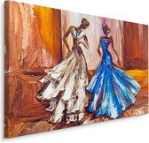 Schilderij - Dans de Tango, Premium Print, Multikleur