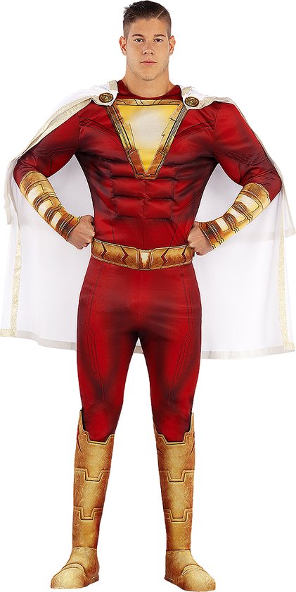 FUNIDELIA Shazam Kostuum voor Mannen - Superheld Kostuum - Maat: L - Rood
