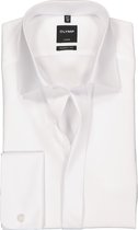 OLYMP Luxor modern fit overhemd - smoking overhemd - wit - gladde stof met Kent kraag - Strijkvrij - Boordmaat: 43