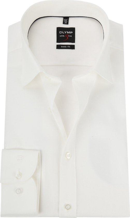 OLYMP Level 5 body fit overhemd - off white twill - Strijkvriendelijk - Boordmaat: 41