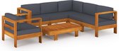 Decoways - 7-delige Loungeset met donkergrijze kussens acaciahout