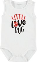 Baby Rompertje met tekst 'Little love bug' | mouwloos l Valentijn| wit zwart | maat 62/68 | cadeau | Kraamcadeau | Kraamkado