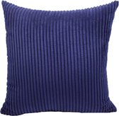 Kussenhoes 40x40 cm - Donker Blauw - Kussenhoesje - Kussen Hoes - Woonkamer - Decoratie - Bank - Corduroy