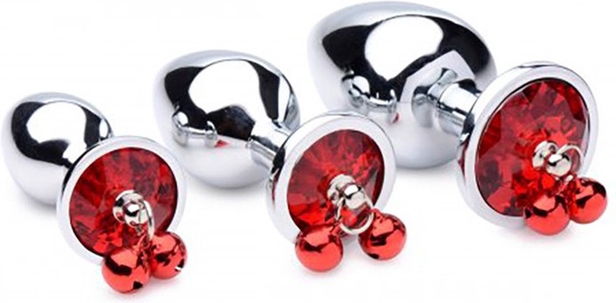 Goedkoopste XR Brands Red Gem - Butt Plug Set with Bells red