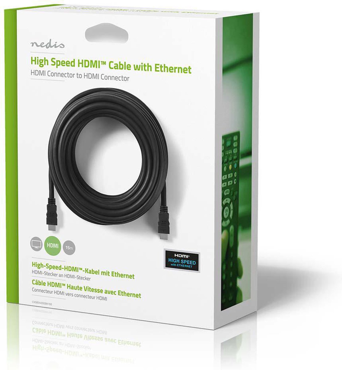 Nedis Câble Hdmi 3m Haute Vitesse Plat Avec Ethernet Connecteur