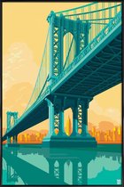 JUNIQE - Poster met kunststof lijst Manhattan Bridge New York City