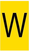Mini letter W, geel zwart 9 x 13 mm - 110/vel