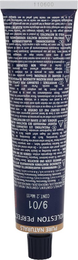 Wella Koleston Perfect Me+ Pure Naturals 9/01 Blond très Clair Naturel Cendré 60ml