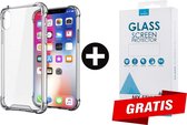 Crystal Backcase Transparant Shockproof Hoesje iPhone XS - Gratis Screen Protector - Telefoonhoesje - Smartphonehoesje