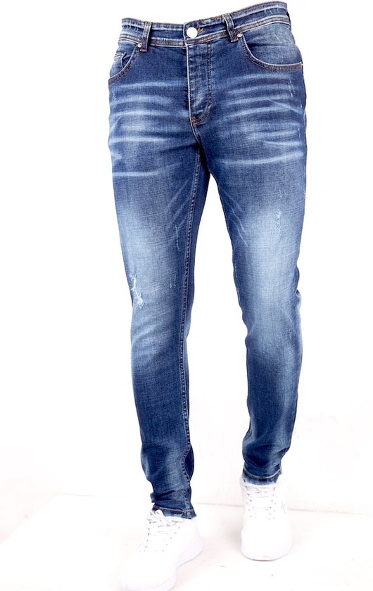 Blauwe Slim Fit Jeans met Scheuren Heren - SLM-39 - Blauw | bol.com