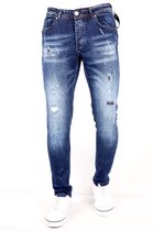 Paint Splatter Stretch Jeans Heren Slim Fit -DC-005- Blauw
