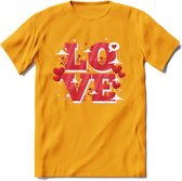 Love - Valentijn T-Shirt | Grappig Valentijnsdag Cadeautje voor Hem en Haar | Dames - Heren - Unisex | Kleding Cadeau | - Geel - XXL