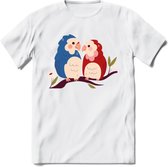 Lovebirds - Valentijn T-Shirt | Grappig Valentijnsdag Cadeautje voor Hem en Haar | Dames - Heren - Unisex | Kleding Cadeau | - Wit - XXL