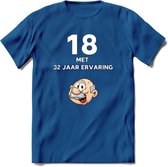 18 met 32 jaar ervaring T-Shirt | Grappig Abraham 50 Jaar Verjaardag Kleding Cadeau | Dames – Heren - Donker Blauw - L