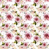 Inpakpapier Cadeaupapier Met Roze Bloemen Print- Breedte 70 cm - 200m lang