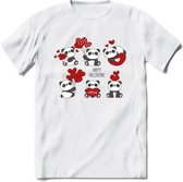 Liefdes Panda's - Valentijn T-Shirt | Grappig Valentijnsdag Cadeautje voor Hem en Haar | Dames - Heren - Unisex | Kleding Cadeau | - Wit - L