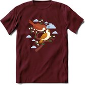 Lovebirds - Valentijn T-Shirt | Grappig Valentijnsdag Cadeautje voor Hem en Haar | Dames - Heren - Unisex | Kleding Cadeau | - Burgundy - S