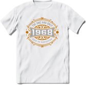 1968 The One And Only T-Shirt | Goud - Zilver | Grappig Verjaardag  En  Feest Cadeau | Dames - Heren | - Wit - 3XL