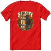 Beer Barrel T-Shirt | Bier Kleding | Feest | Drank | Grappig Verjaardag Cadeau | - Rood - M