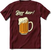Bier Hier! T-Shirt | Bier Kleding | Feest | Drank | Grappig Verjaardag Cadeau | - Burgundy - L