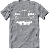 38 Jaar Legend T-Shirt | Zilver - Wit | Grappig Verjaardag en Feest Cadeau | Dames - Heren - Unisex | Kleding Kado | - Donker Grijs - Gemaleerd - L
