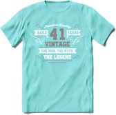 41 Jaar Legend T-Shirt | Zilver - Wit | Grappig Verjaardag en Feest Cadeau | Dames - Heren - Unisex | Kleding Kado | - Licht Blauw - XL