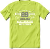 29 Jaar Legend T-Shirt | Zilver - Wit | Grappig Verjaardag en Feest Cadeau | Dames - Heren - Unisex | Kleding Kado | - Groen - M
