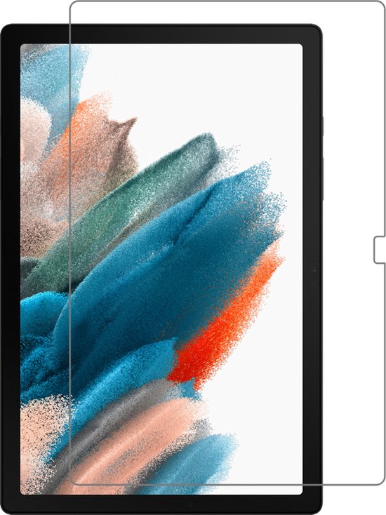 Screenprotector voor tablet, met heldere achtergrond en tablet-afbeelding.