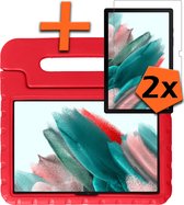 Samsung Galaxy Tab A8 Hoes Kids Case Rood Met 2x Screenprotector Beschermglas - Samsung Tab A8 Kinderhoes Cover Rood