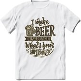 I Make Beer Disappear T-Shirt | Bier Kleding | Feest | Drank | Grappig Verjaardag Cadeau | - Wit - L