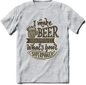 I Make Beer Disappear T-Shirt | Bier Kleding | Feest | Drank | Grappig Verjaardag Cadeau | - Licht Grijs - Gemaleerd - XL