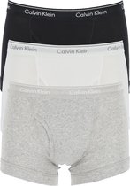 Calvin Klein trunks (3-pack) - heren boxer normale lengte met gulp - zwart - wit - grijs -  Maat: S