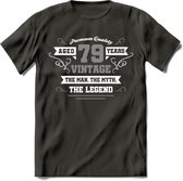 79 Jaar Legend T-Shirt | Zilver - Wit | Grappig Verjaardag en Feest Cadeau | Dames - Heren - Unisex | Kleding Kado | - Donker Grijs - XXL